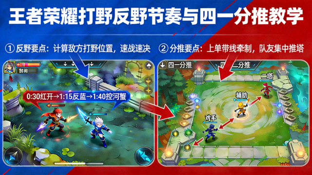 王者荣耀打野反野节奏与四一分推教学画面